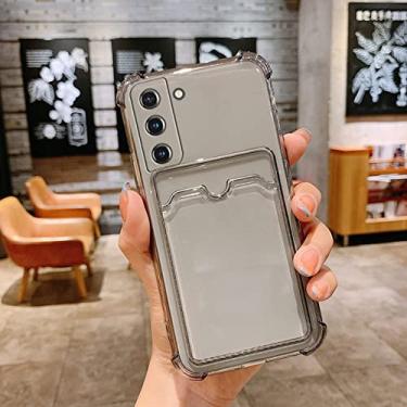 Imagem de Capa de bolsa transparente para cartão com slot para samsung galaxy s21 s22 s20 s30 s10 plus a42 a52 a12 capa de carteira macia à prova de choque, preta, para samsung s20