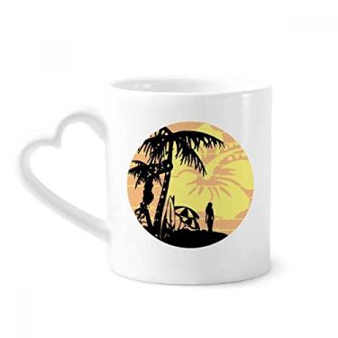 Imagem de Coqueiro Praia Flor Ilustração Caneca Café Cerâmica Copos Copo Coração Vidro