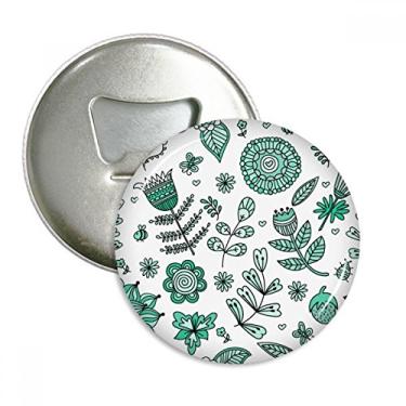 Imagem de Flores verdes desenho plantas abridor de garrafa ímã geladeira emblema multifuncional