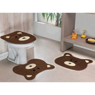 Imagem de Kit De Banheiro Infantil Tabaco Urso 3 Peças Antiderrapante - Guga Tap