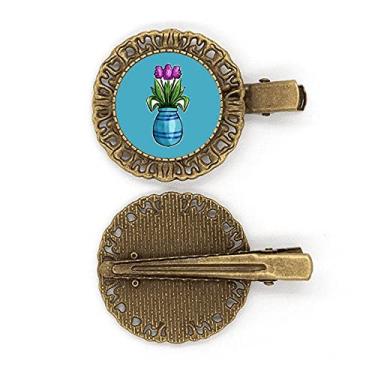 Imagem de Presilha de cabelo simples com flor roxa e presilha de cabelo