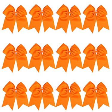 Imagem de Laço de líder de torcida de 20 cm para rabos de cavalo, cor sólida, laço de torcida (laranja)