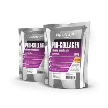 Imagem de Kit 2 Colágeno Hidrolisado Pó 500 G Sbr Natural Pro-collagen Vitactive