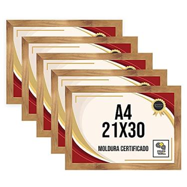Imagem de Kit 5 Porta Certificados 21x30 Moldura A4 para Certificado Foto Parede Mel
