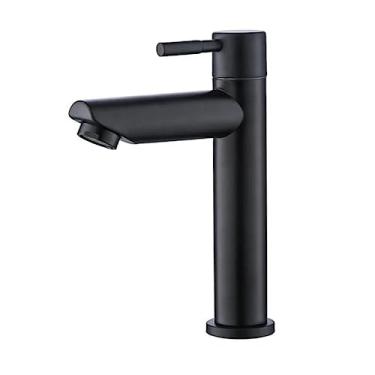 Imagem de Torneira Banheiro Premium Lavabo Pia Lavatório Alto Padrão Luxo Aço Inox 304 1/4 de Volta (Preta)