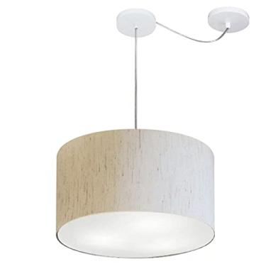 Imagem de Lustre Cilíndrico com Desvio de Centro Cúpula Tecido 40x25, Vivare Iluminação, Pendente4166 LLA, Linho Bege, Médio