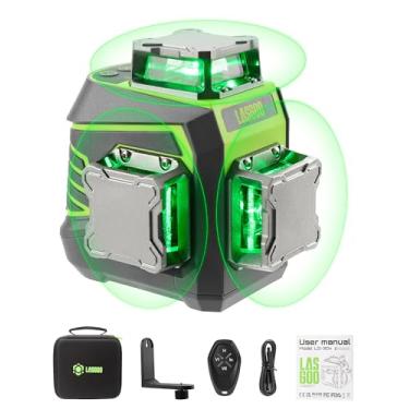 Imagem de LasGoo Nível a Laser 3x360° Autonivelante, Laser de Linha Cruzada Verde 3D para Construção e Pendurar Quadros, Bateria Recarregável, Controle Remoto, Suporte Giratório Magnético Incluso - LG-3Dx