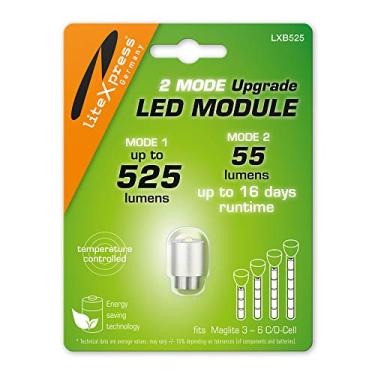 Imagem de LiteXpress LXB525 Módulo de atualização de LED de 2 modos 525 ou 55 lúmens para tochas Maglite de 3-6 células C/D