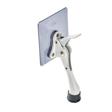 Imagem de Batente de parada de porta fácil pedal com placa autoadesiva grande, sem necessidade de perfuração ou ferramentas, pé de borracha ajustável de altura, 10 cm
