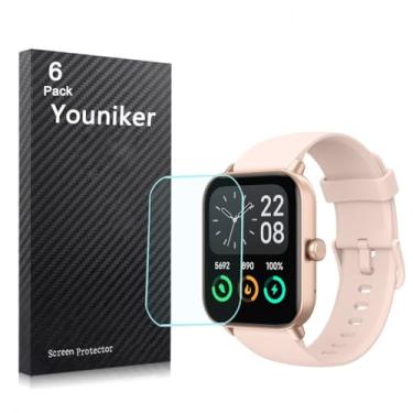 Imagem de Youniker Pacote com 6 películas protetoras de tela para relógio inteligente Tensky IDW19 de 1,8 polegadas para Hoowel IDW19 1,8 polegadas, película protetora de tela transparente HD antiarranhões