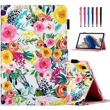 Imagem de MonsDirect Capa para Samsung Galaxy Tab A8 2022 de 10,5 polegadas, capa de couro PU com suporte, capa inteligente de hibernar com suporte de caneta para Galaxy Tab A8 de 10,5 polegadas [SM-X200/X205/X207], rosa