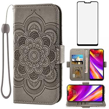 Imagem de Capa carteira compatível com LG G7 ThinQ e protetor de tela de vidro temperado, capa flip com suporte de cartão, capas para celular LGG7 One G 7 Plus LG7 Fit LG7ThinQ 7G Thin Q G7+ G7thinq LGG7thinq