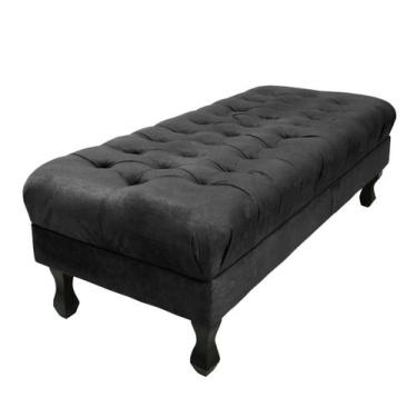 Imagem de Puff Decorativo Retrô Luis Xv Capitonê 1 Metro Suede Preto - LM DECOR