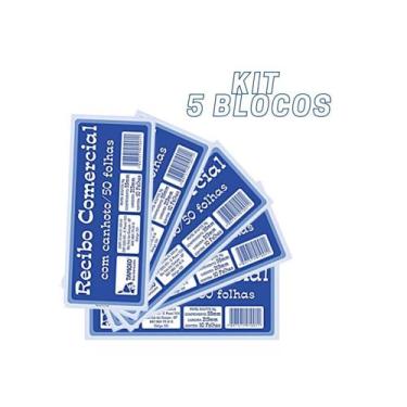 Imagem de Kit Recibo Comercial 5 Blocos Canhoto Destacável 250 Folhas - Tamoio