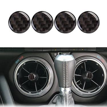 Imagem de nuoozy Compatível com acabamento de cobertura de painel de saída de vento de ar condicionado de fibra de carbono para Chevrolet Camaro 2017 2018 2019 2020 preto (4 peças)