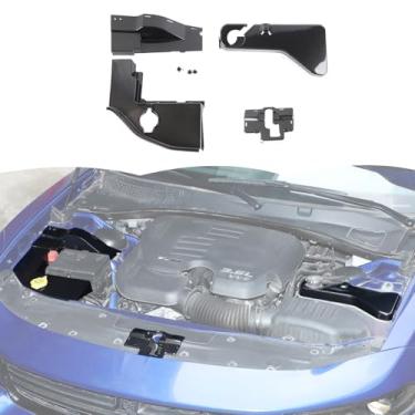 Imagem de RT-TCZ Capa contra poeira do fio do motor, tampa do tanque de arrefecimento, capa de tanque de lavador de para-brisa, capa de bloqueio do capô do motor, 4 peças, kit acessórios para Dodge Charger