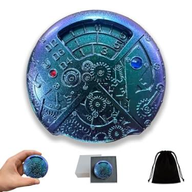 Imagem de UD Roulette Dice Mechanical Dice Spinner DND Steampunk Metal Dragons D and D Dice Set with TRPG DND Dice 7-in-1 Spinner Metal D&D Dice Set Role Playing Games