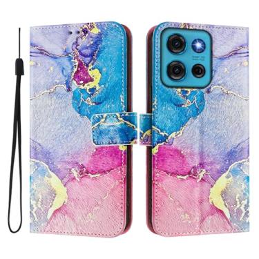 Imagem de Capa carteira para Motorola Moto G75, 3 compartimentos para cartão, 1 compartimento para dinheiro, capa flip de couro PU com padrão fofo, capa com fivela magnética à prova de choque, compatível com