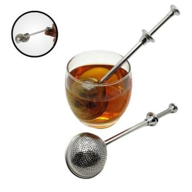 Imagem de Infusor de Chá Inox Peneira Coador Erva Prático Cabo Longo - Ke Home