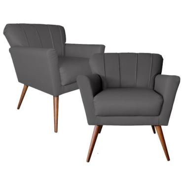 Imagem de Kit 2 Cadeiras Estofada Laís Para Recepção Consultorio e Clínica - Sue