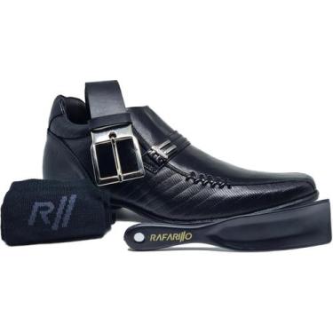 Imagem de Kit 4 em 1 Sapato Em Couro Social Masculino Rafarillo Cor Preto 7cm +A