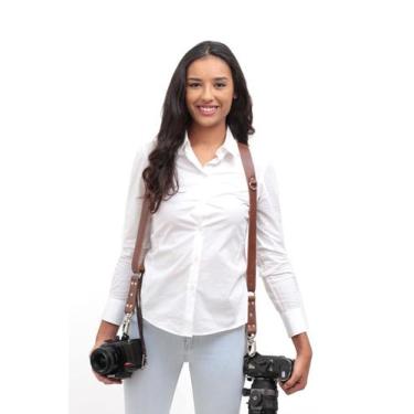 Imagem de Alça Dupla New Slim Em Couro Legitimo Cameras Dslr Double Strap - dedc