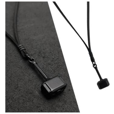 Imagem de Colar Masculino Crucifixo Cruz Preto Fosco Cordão Ajustável - RV MODAS