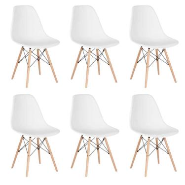 Imagem de Conjunto 6 Cadeiras para Sala de Jantar Eames Eiffel Dkr Branco