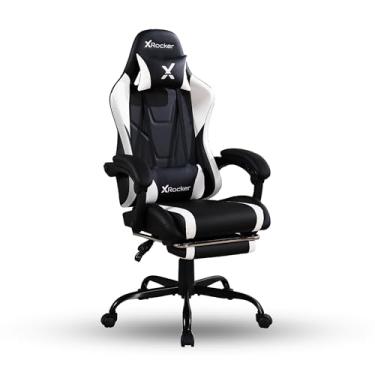 Imagem de X Rocker Cadeira para jogos PC apoio para os pés, preto e branco