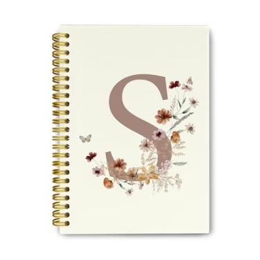 Imagem de THDSE Cadernos florais presonlizados com letra S, cadernos espirais vintage femininos de capa dura para escola, presentes com monograma para mulheres e meninas, caderno forrado com material escolar