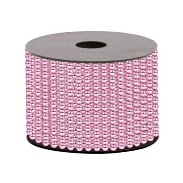 Imagem de Uxney Guirlanda de pérolas artesanais, 4 mm x 65,6 pés contas de árvore de Natal enfeites de pérolas para decoração de árvore de Natal DIY festa de casamento (rosa)