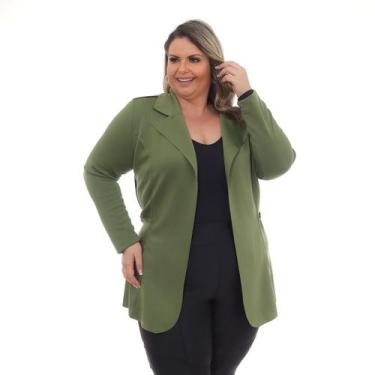 Imagem de Jaqueta Feminina Plus Size Neoprene Longa Sobretudo Max. - Mimallcente