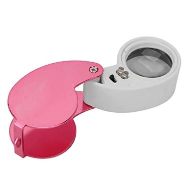 Imagem de Lupa de Bolso de Lupa, Lupa de Lupa 40x Lupa Portátil LUPAS LED Portátil Alta Transmitância Com Casca de Liga de Alumínio para Idosos (Rosa)