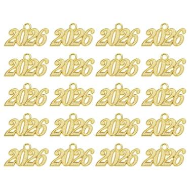 Imagem de Shapenty Metal Year Signet 2026 Pingentes DIY para Formatura Borlas Pulseira Colar Brincos Chaveiro Zíper Puxa Celular Artesanato Joias Fazendo Joias Decoração de Festa de Natal, 20 peças, 3.3 x 1.4 x