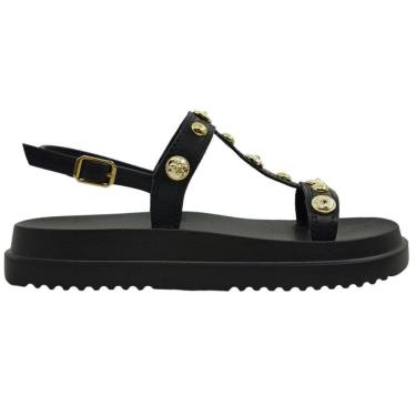 Imagem de Sandália Feminina Papete Flatform Casual Dia a Dia Passeio Trabalho com Apliques Metalizados Dakota Y7832
