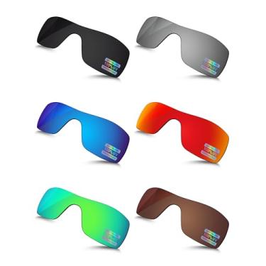 Imagem de Bowyer Lentes de reposição de 6 peças para óculos de sol Oakley Batwolf OO9101 - preto + titânio + azul surf + vermelho fogo + verde jade + marrom