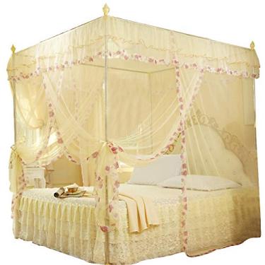 Imagem de Luxo Princesa 3 Aberturas Laterais Campopy, Post Princess Canopy Bed Cortans, Cama de Rede para a Cama Princess Bed Girls Room, para Cama de Solteiro/Cama de Casal (120 * 200 * 200