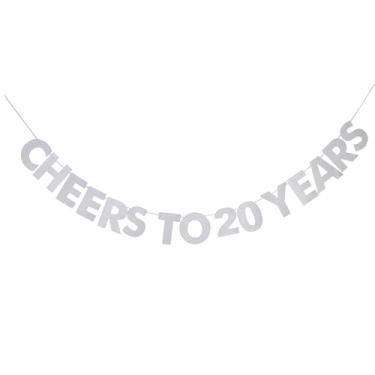 Imagem de Bandeira de torcida para 20 anos, aniversário de 20 anos, aniversário de casamento, festa de aposentadoria, decoração de sinais, acessórios de foto, lembranças de festa, suprimentos, presentes, temas e ideias