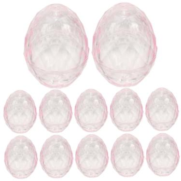 Imagem de OHPHCALL 12 peças de enfeites preenchíveis em forma de ovo, recipientes para ovos, enfeite de bola de plástico para suprimentos de casamento, caixa de embalagem de doces