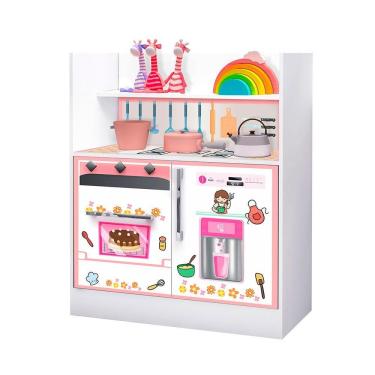 Imagem de Cozinha De Brinquedo Estante Mdf Rosa Bebê Letty Shop Jm