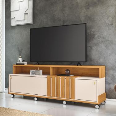Imagem de Rack Bancada Graci Para Tv Até 70 Polegadas Com Rodizios Cinamomo/off White