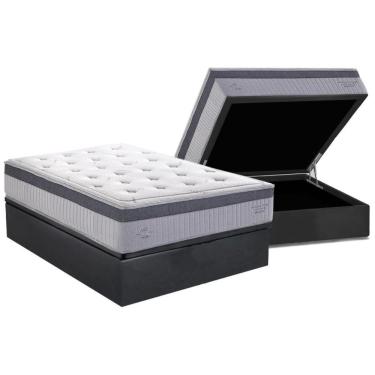 Imagem de Cama Box Baú Casal: Colchão Molas Masterpocket Ensacadas Herval Serenity Dream C1663 + Base Crc Suede Gray (138x188x35)