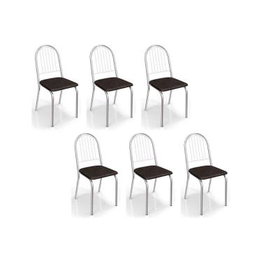 Imagem de Kit 6 Cadeiras Sala Jantar Noruega C077 6 Un Cromada Preto 110