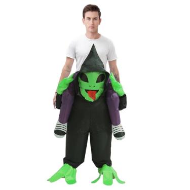 Imagem de VURPOKSI IRETG Roupão preto inflável adulto fantasia de homem alienígena (1,6 m - 1,8 m) Halloween divertida festa fantasia