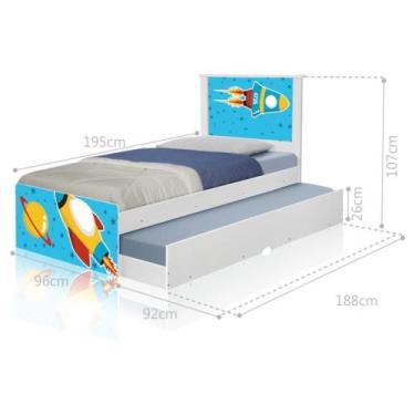 Imagem de Bicama Juvenil com Cabeceira Adesivada Foguete Espacial - CASA H