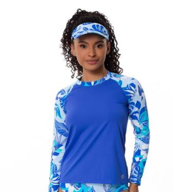 Imagem de Kit Blusa Feminina Uv Manga Longa + Viseira Proteção Solar Praia Pisci