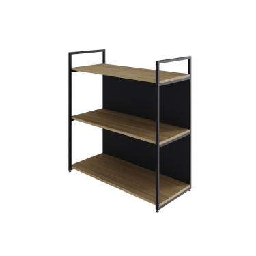 Imagem de Estante C/03 Prateleiras 84x80x33cm C/fundo Yon Vermont Oak/est.preta Vermont Oak/est.preta