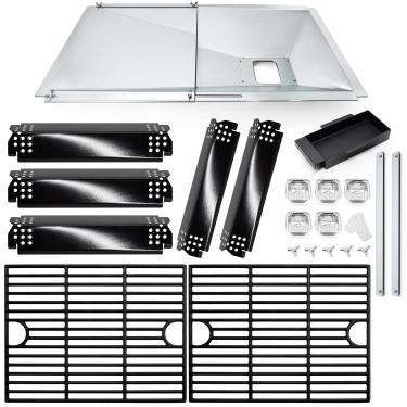 Imagem de Hiorucet Bandeja de graxa ajustável com bandeja de captura e peças de grelha para queimador Nexgrill 5 720-0888N 720-0888, Nexgrill 4 queimadores 720-0830H 720-0783E, grelhas de grelha, placas de