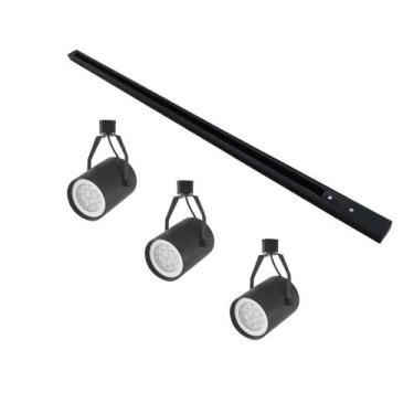 Imagem de Kit Trilho 1 Metro Com 3 Spots Nordecor Lille Par 30 E27 Bivolt Preto 