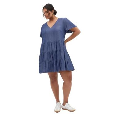 Imagem de City Chic Vestido feminino plus size - camada jeans, Jeans escuro, 58